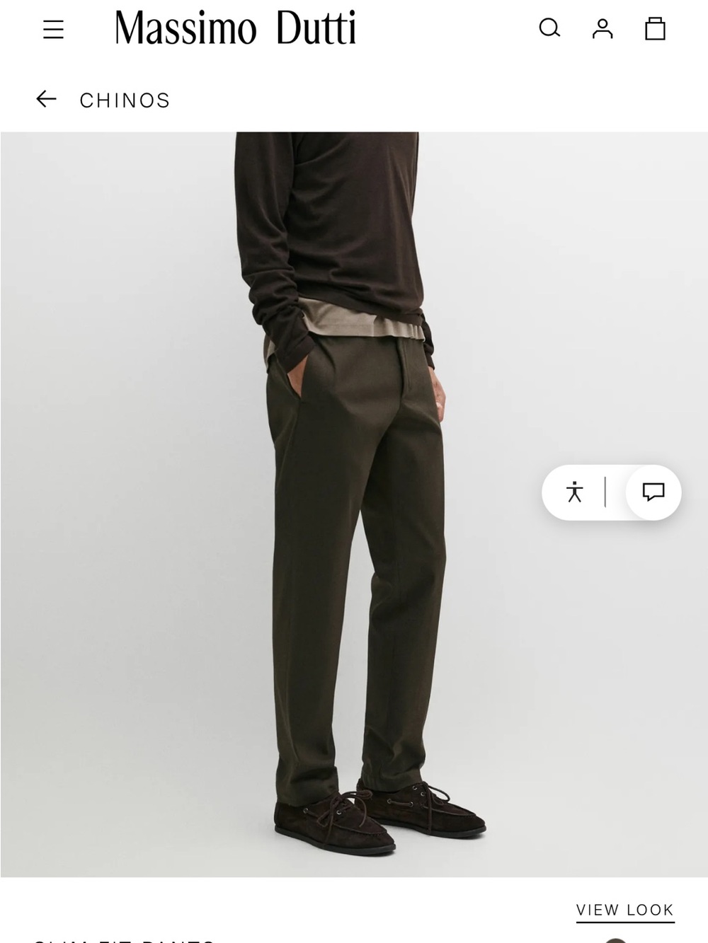 Massimo Dutti Men's Slim Fit Olive Chinos